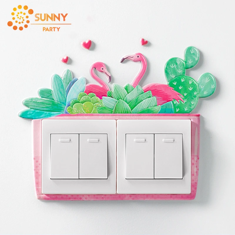 Наклейка-переключатель с мультяшным животным единорогом фламинго со светящимся