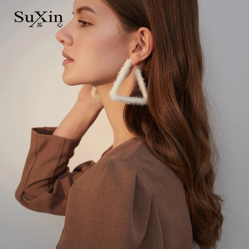 Серьги SuXin 2020 новые темпераментные треугольные серьги для женщин длинные