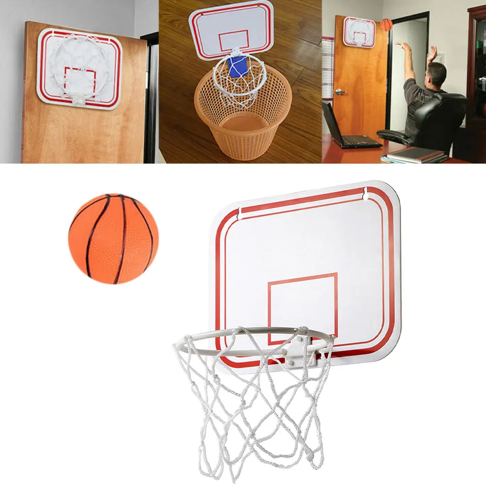 

Mini Plastic Indoor Basketball Hoop Over Door Wall-Mount Kids Sports With Ball