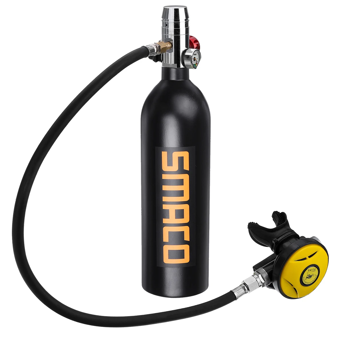 1L Set Black SMACO Scuba 0.5L портативный Дайвинг резервный Воздушный бак набор ручной насос кислородный цилиндр мини-насос с насосом и респиратором сумка - Цвет: 1L Set Black