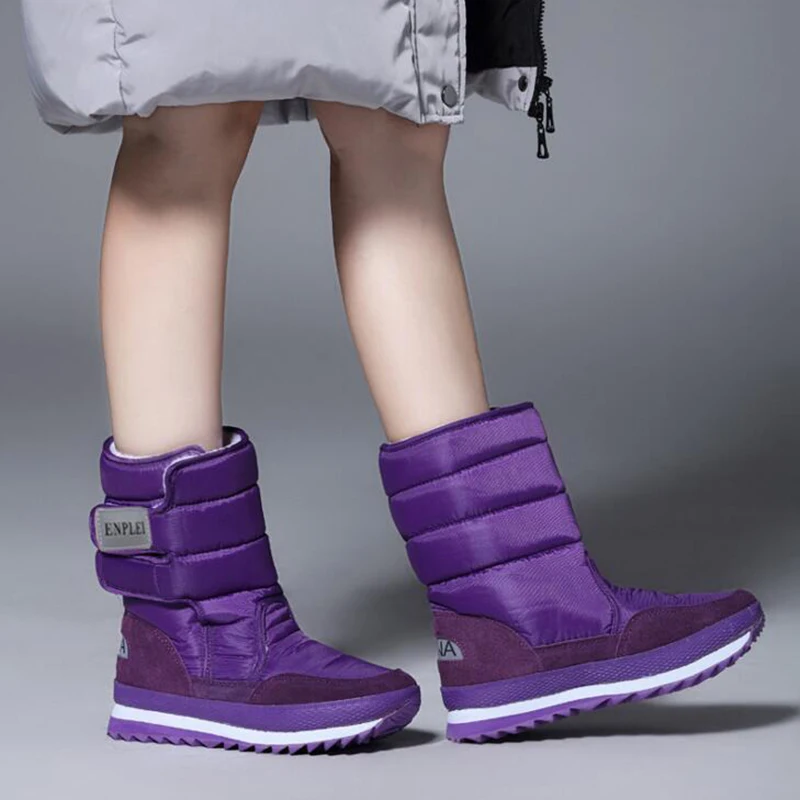 

Plus size Fashion Suede waterproof Women Snow Boots Winter Warm Plush Women's boots Waterproof Ankle Boots Flat shoes woman c911