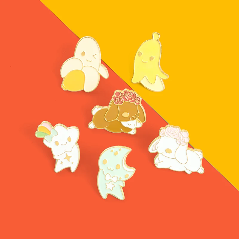 

Banana Star Enamel Pin Badge Brooch Bag Clothes Lapel pin buckle Cute Cartoon Moon Small Exquisite Gift for Kids Friends