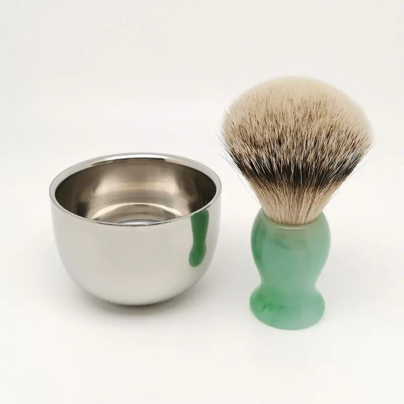 TEYO Super Silvertip Badger Hair Shaving Brush and Shaving Bowl Set Pefect for Shave Razor