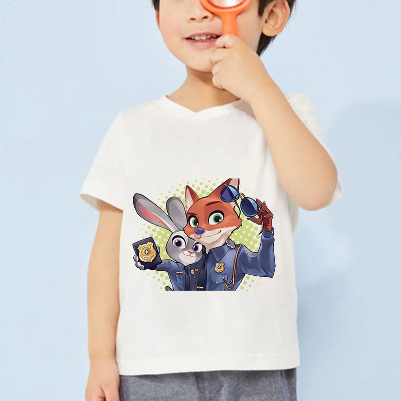 

Disney Summer New Children Clothing Fashion Boy And Girl Tees Cartoon Print Judy Hopps T-shirt Casual Cute Baby O-neck Clothes