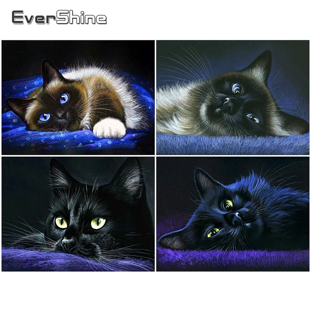 EverShine картина алмазная живопись вышивка крестом кошки животные картины мозаика