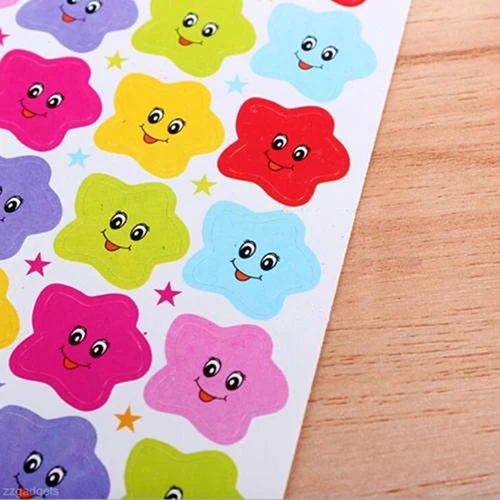 Pegatinas de estrellas y sonrisa para ni&ntilde;os, etiqueta de recompensa para maestro, &aacute;lbum de recortes, juguetes cl&aacute;sicos decorativos, 10 hojas-5