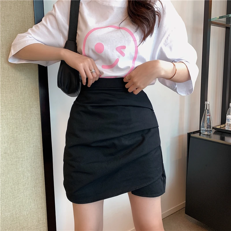 Pleated Bodycorn Pencil Skirts Women Purple High Waist Sexy Skinny Korean Summer Mini Skirt Zipper Short Vintage W918 | Женская одежда