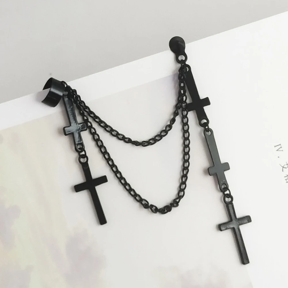 

In 2021 Women's Fashion Cross Exaggeration Cool Classic Modern Metal Chain Drop Dangle Earrings Vintage Statement Girls