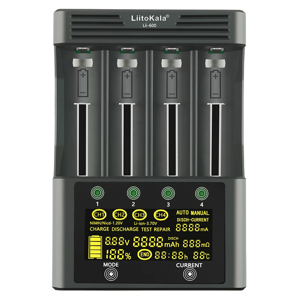 

LiitoKala li-ion 3,7 NiMH 1,2 , 18650 26650 21700 AA AAA12V5A