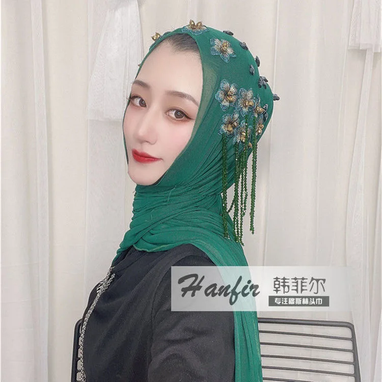 Малазийские мусульманские женские арабские хиджабы шифоновые шали с цветочной