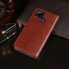 Чехол-книжка для Realme C15, кожаный, с отделением-бумажником