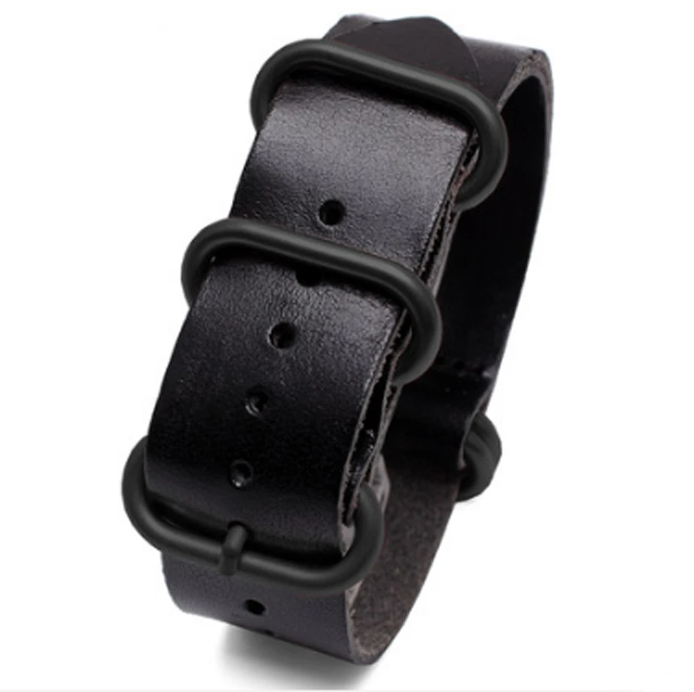 

5 Rings Vintage Leather Watch Strap Buckle Band Fits For Rolex Submariner 20mm/22mm/24mm/26mm Accessories Watchband Belt