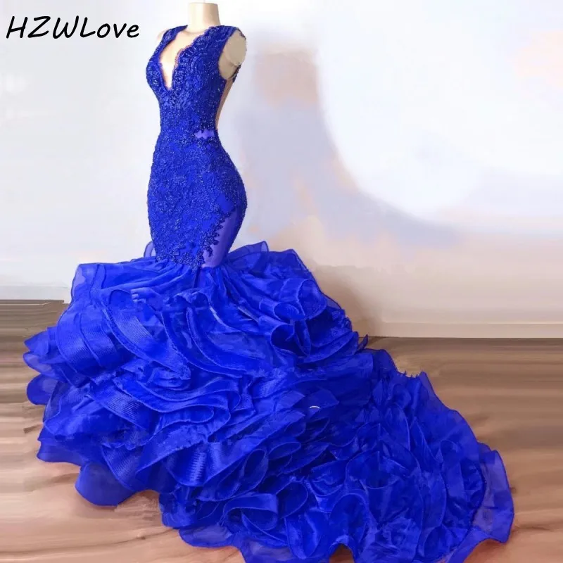 

Женское платье с глубоким V-образным вырезом, длинное соблазнительное платье-Русалка с аппликацией и бисером, Королевский синий цвет, Дубай,...