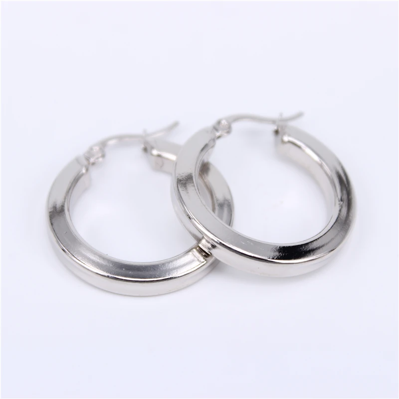 silver color33mm Горячая полые несколько размеров золото/серебро Цвет классические ювелирные изделия из нержавеющей стали гладкие серьги-кольца для вечеринки для женщин LH773 - Окраска металла: silver color33mm