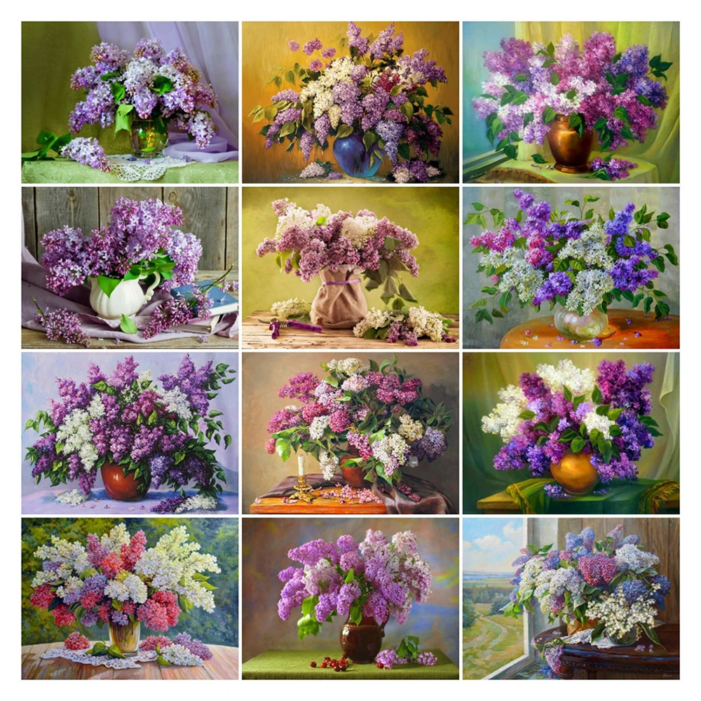 

Холст Размер 5D алмазная картина цветы алмазная вышивка сиреневое изображение мозаики стразами украшение для дома