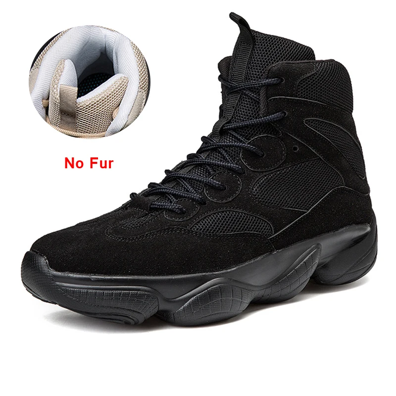 Black No RHINE/модель года; зимние мужские теплые ботинки; модная удобная обувь; Chaussure; Повседневная обувь для мужчин; мужские кроссовки; размеры 39-44 - Цвет: Black No
