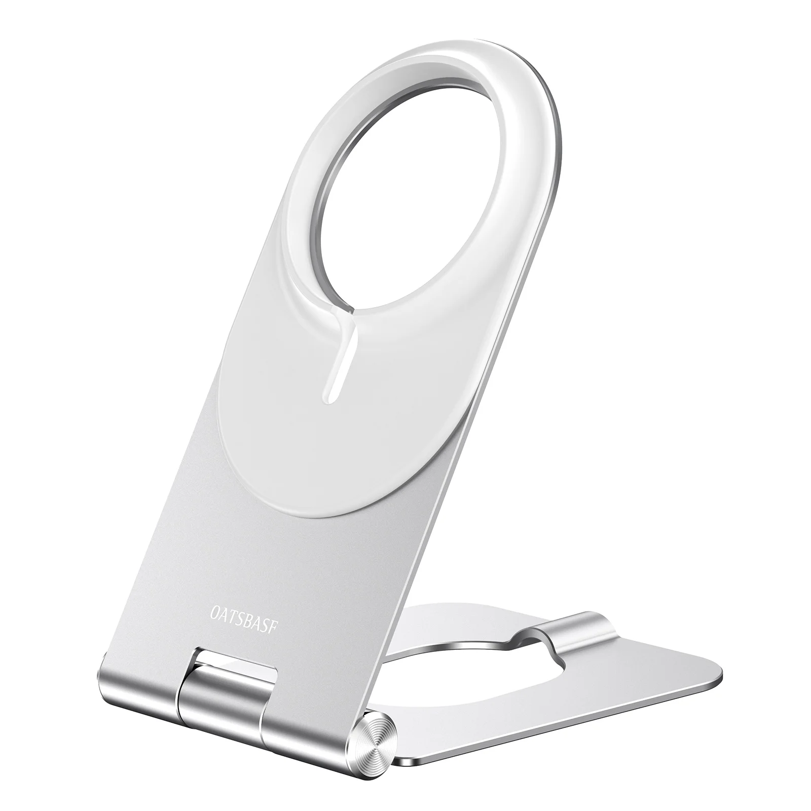 oatsbasf aluminum desktop phone stand holder for iphone 12 13 pro max adjustable magnetic wireless charging foldable phone mount free global shipping
