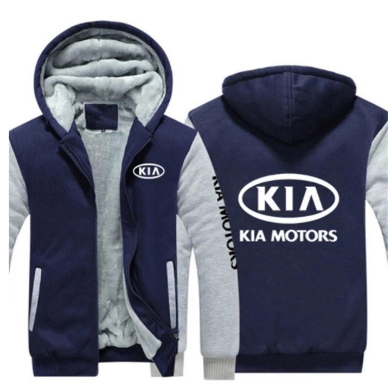 

Winter KIA Print Car Logo Hoodies Harajuku Zipper Thicken Fleece Jacket Sport College Male Cotton Man's Casual Coat Warm Tops