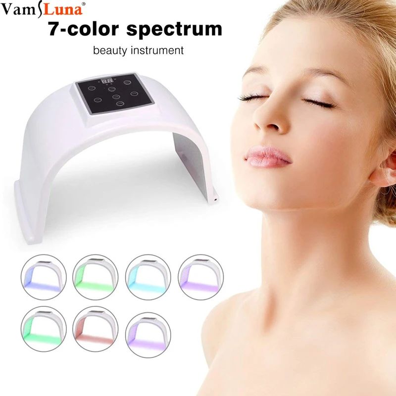 7 Colors LED Phototherapy Beauty Equipment Photodynamic Mask Instrument Spectrometer Skin Rejuvenation Device Care Electric | Красота и