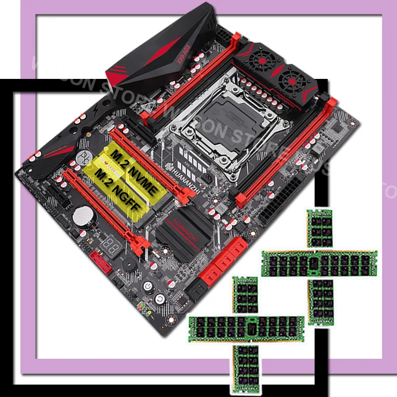 HUANANZHI X99 LGA2011 3 двойной M.2 материнская плата со слотом с Оперативная память 64G(4*16G) 1866