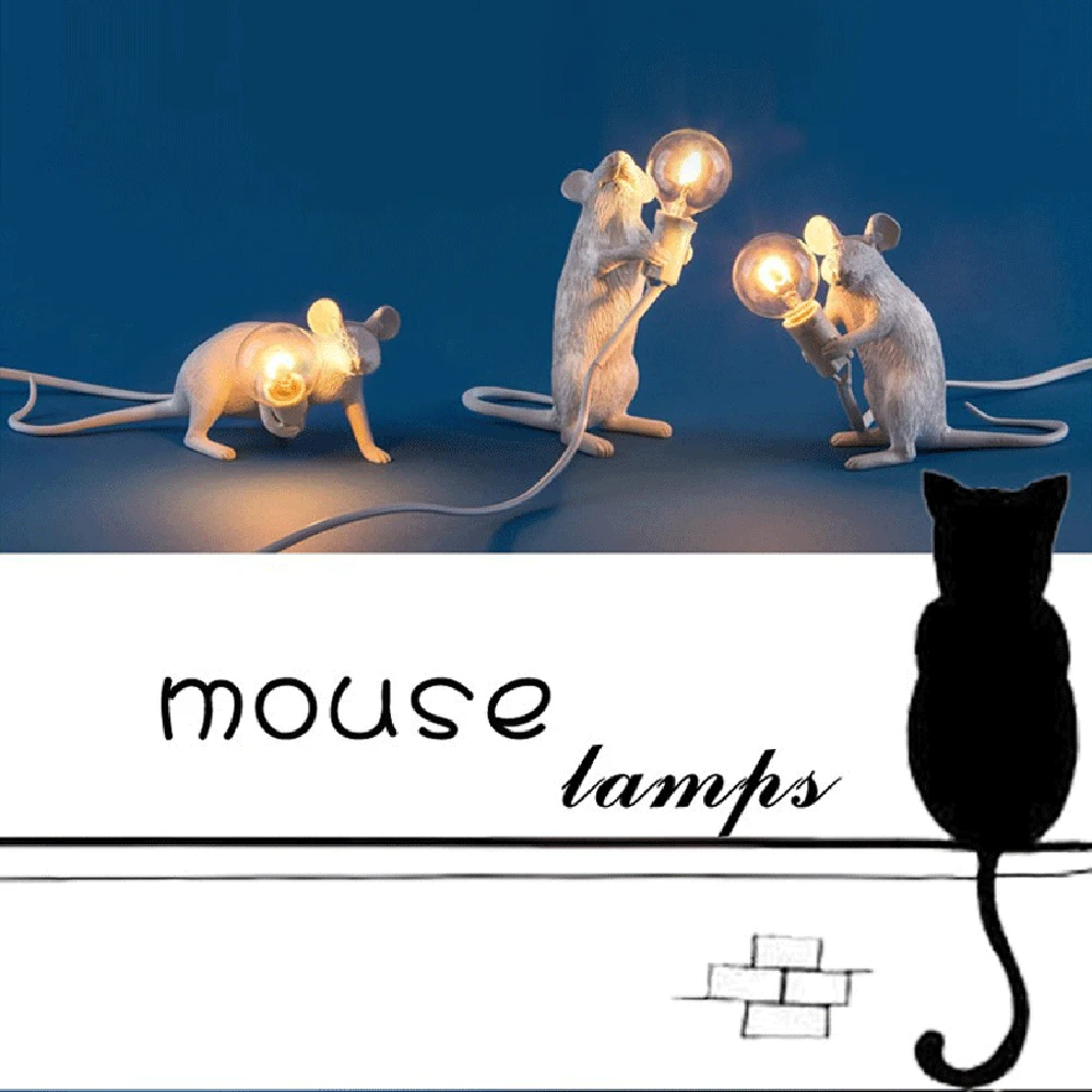 

Modern Resin Mouse Table Lamp LED mouse Table Lamps Desk Nordic Kids' Room Decor LED Night Lights EU/AU/US/UK Plug
