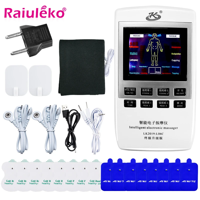 

10 Models Pulse Tens Acupuncture Body Massager with Moxibustion Belt Full Body Relax Muscle Therapy Massager Pain Relief 18 Pads