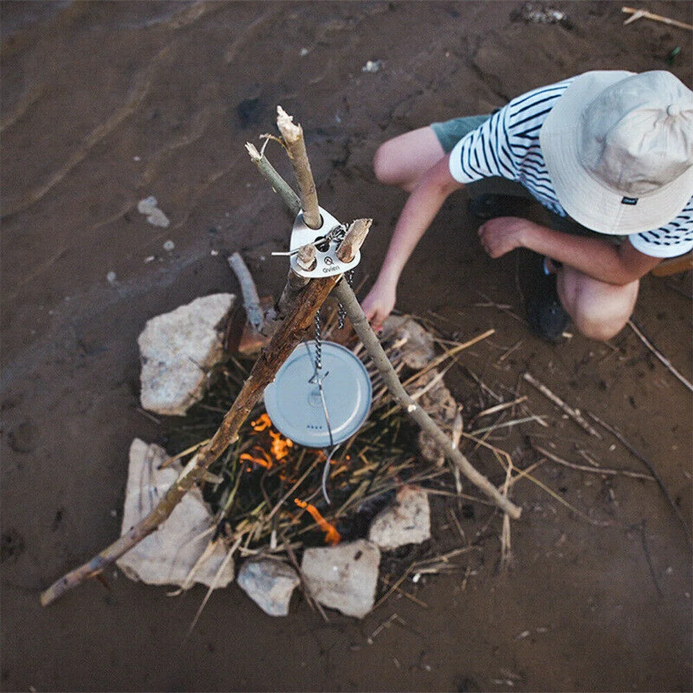 

Best Camping Cooking Tripod Outdoor Campfire Cookware Picnic Pot Holder Tools AU