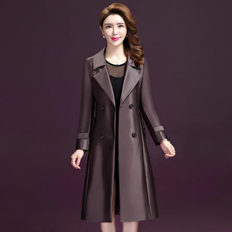 Модный двубортный тренчкот 2020 Женская весенне осенняя тонкая Длинная ветровка
