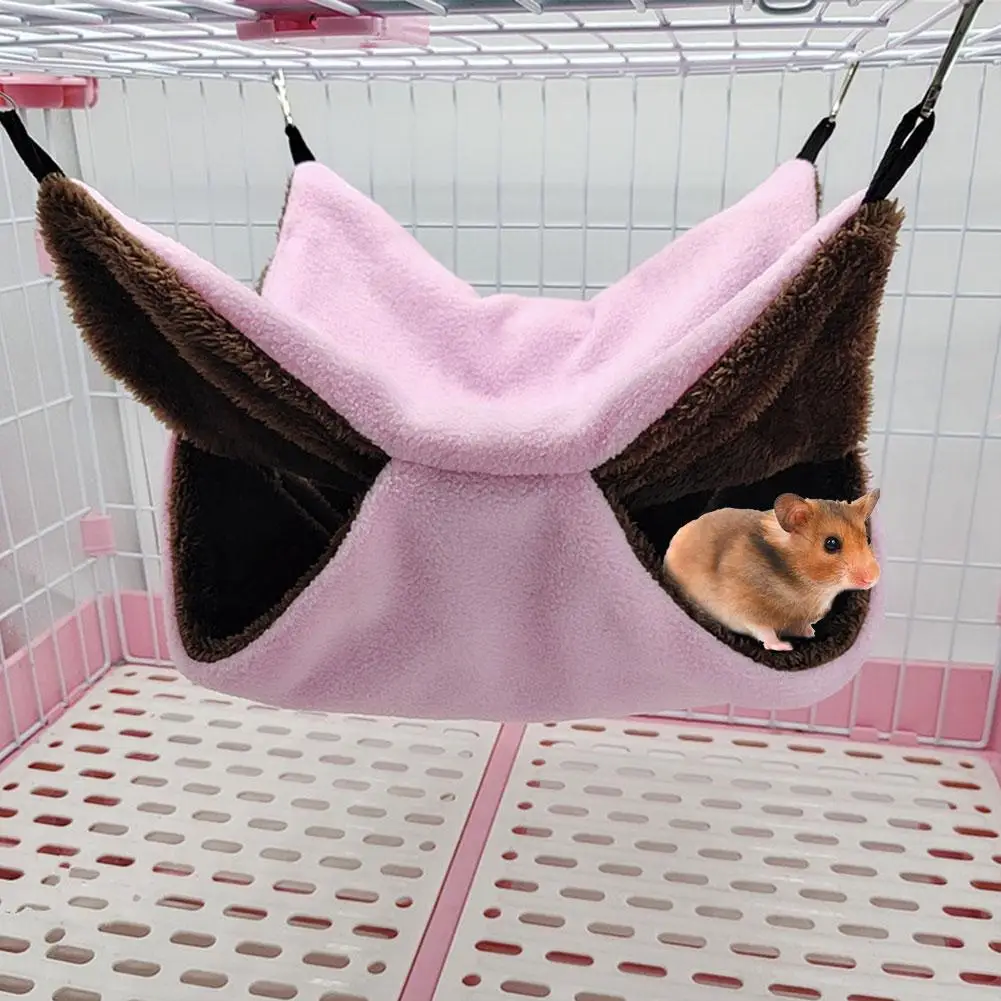 

L/S Hamster Hammock Rat Hanging Beds House Small Animal Cage Squirrel Guinea Pig Double-layer Plush Cotton Nests Pets Supplies