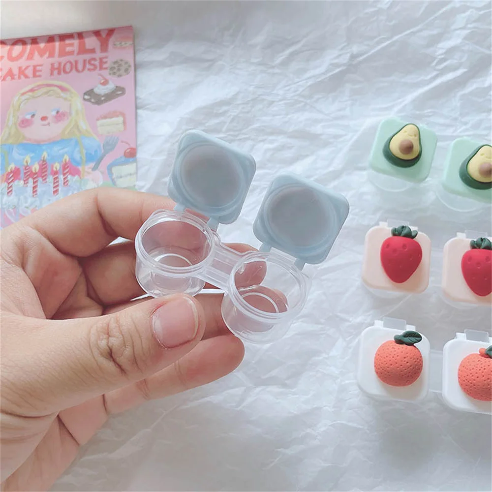 

New Style Macarons Press Clamshell Include Tweezers Suction Set Portable Contact Lens Box For Women Travel Contact Lenses Case