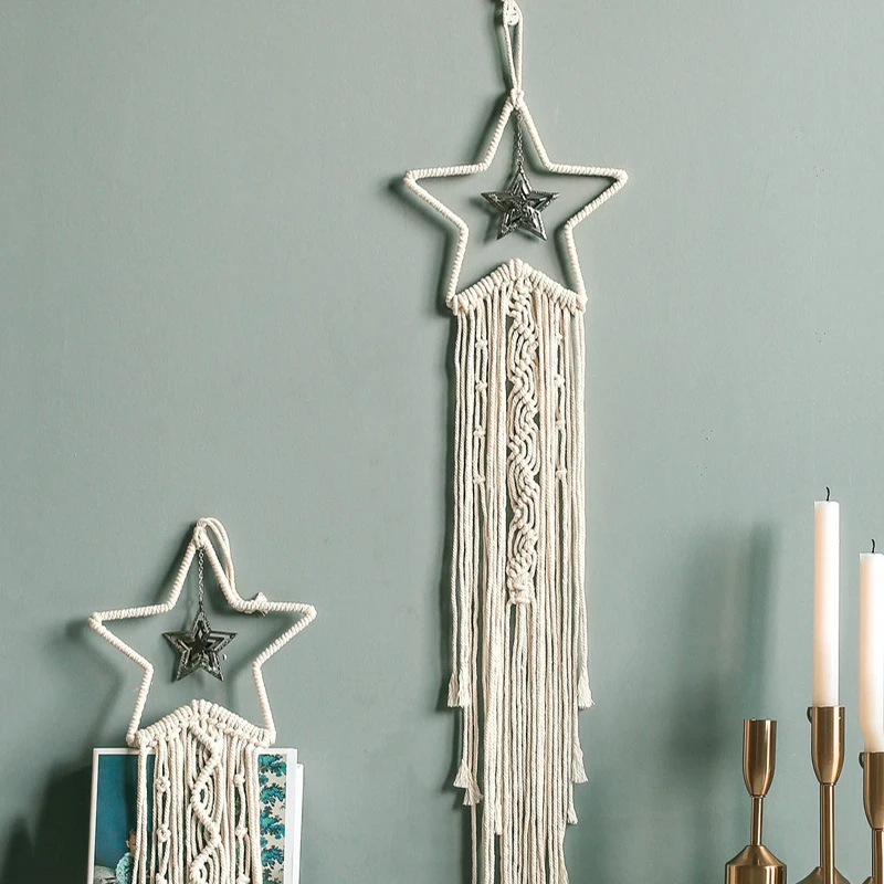 Богемный шик макраме настенный гобелен Луна Звезда Ловец снов Настенный декор