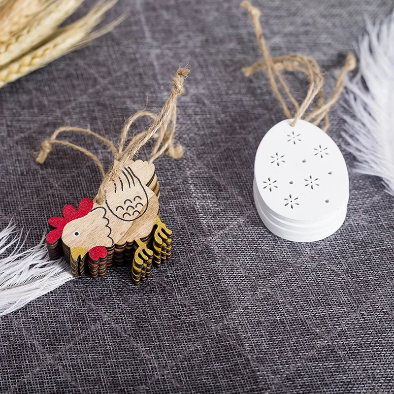 

25/8pcs Easter Party Supplies Wooden Eggs Easter Decor Craft DIY Ornament Hanging Tag For Happy Easter Decorations for home