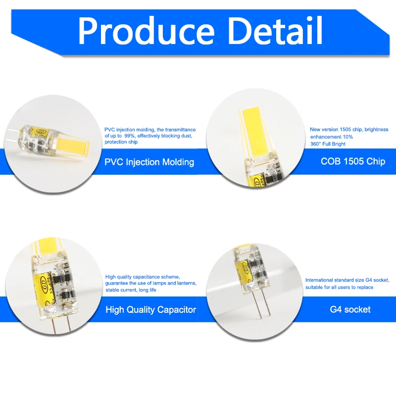 Светодиодная лампочка GreenEye G4 SMD приглушаемой яркости сменные галогенные