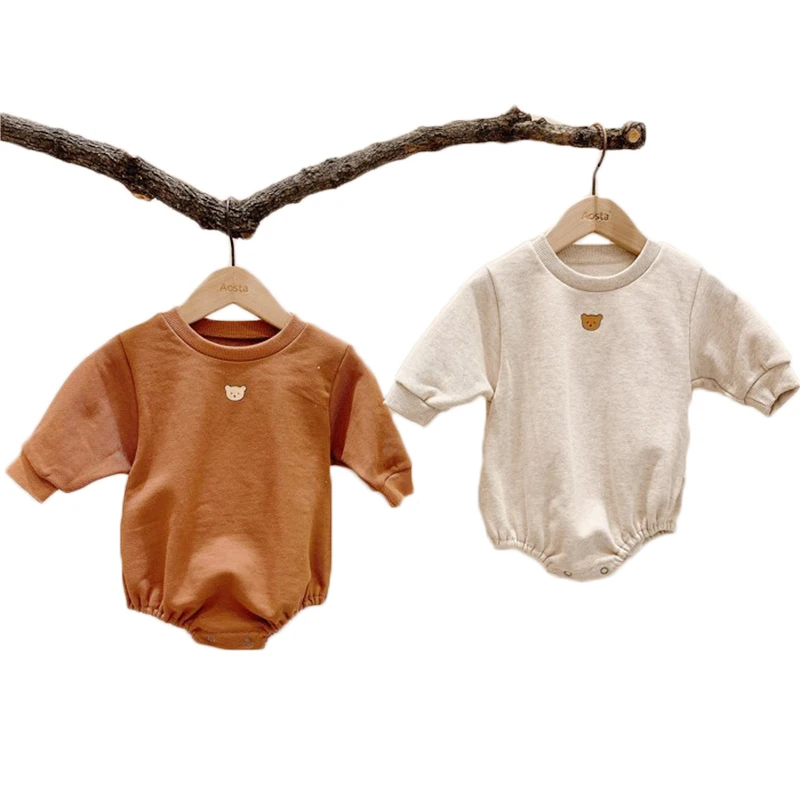 Одежда для новорожденных Боди с принтом медведя мальчиков и девочек Комбинезон