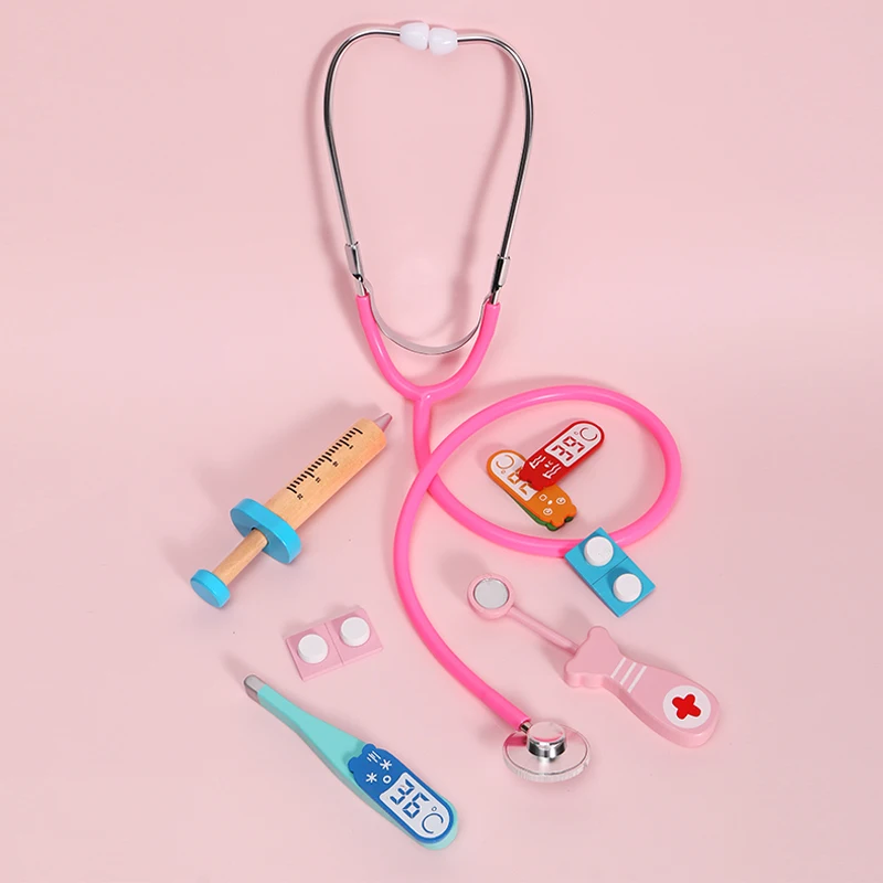 

Имитация игрового домика, игрушка для врачей, детский набор инструментов для инъекций для медсестры, деревянная модель