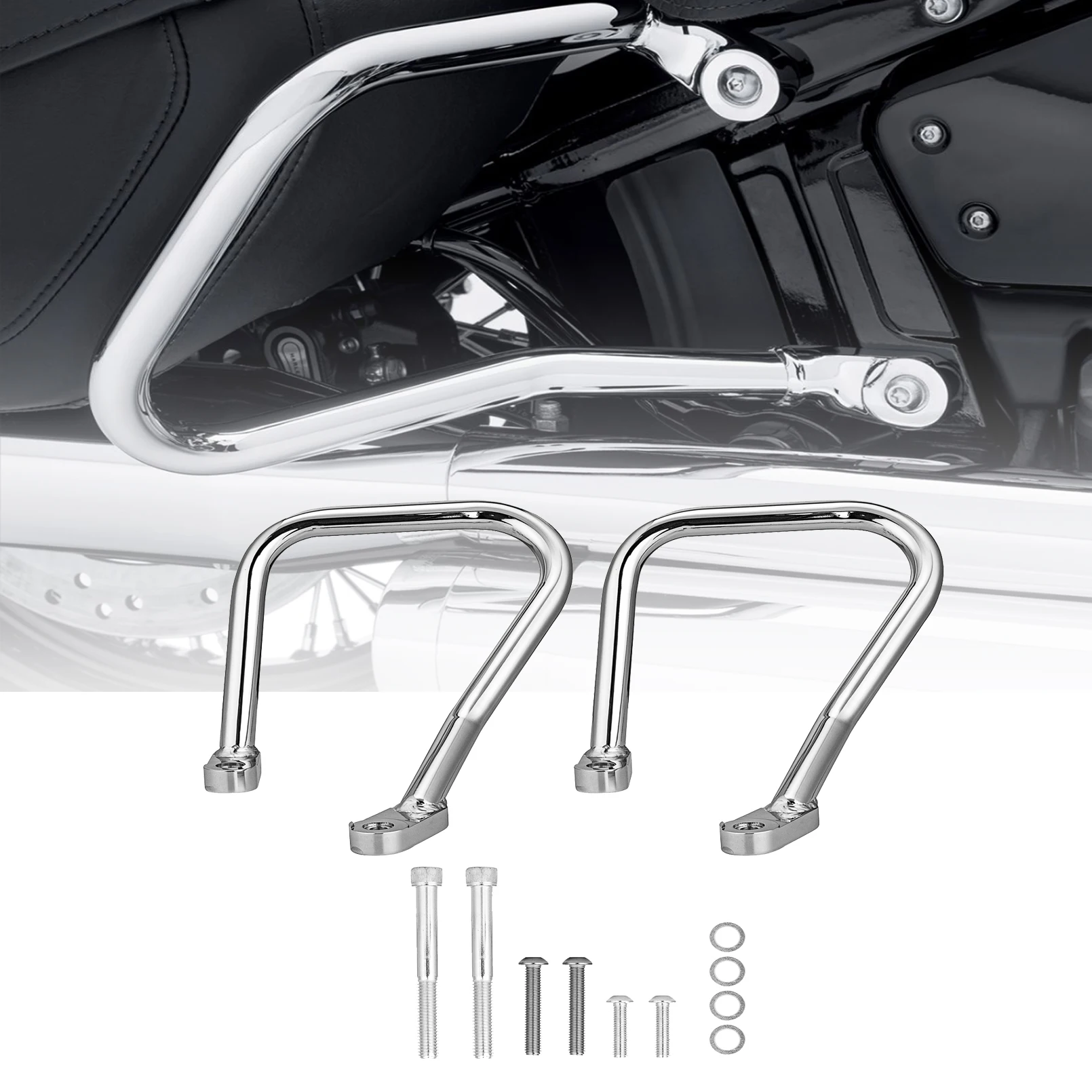 

Motorcycle Parts For Harley FLHC FLHCS Softail Heritage Classic 2018-2021 Chrome Highway Rear Steel Saddlebag Guard Crash Bar