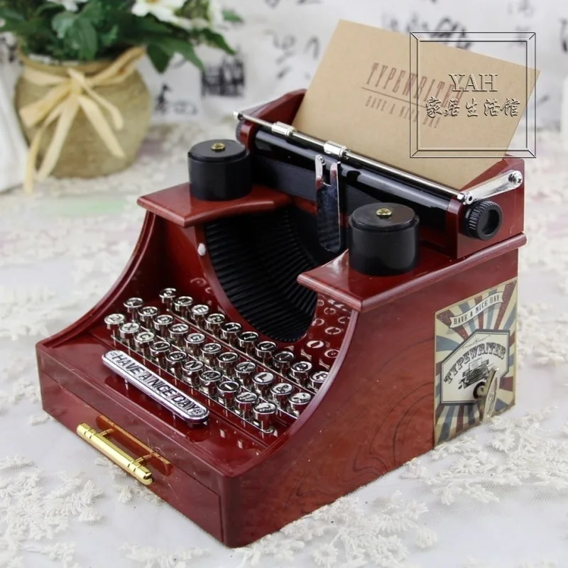 

Creative Typewriter Music Box Creative Dynamic Chain on Vintage Music Box with Drawer Jewelry Box Wholesale