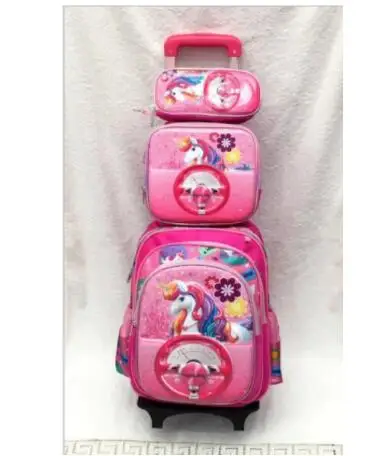 Школьный рюкзак на колесиках для девочек и мальчиков, детские школьные сумки-тележки на колесиках