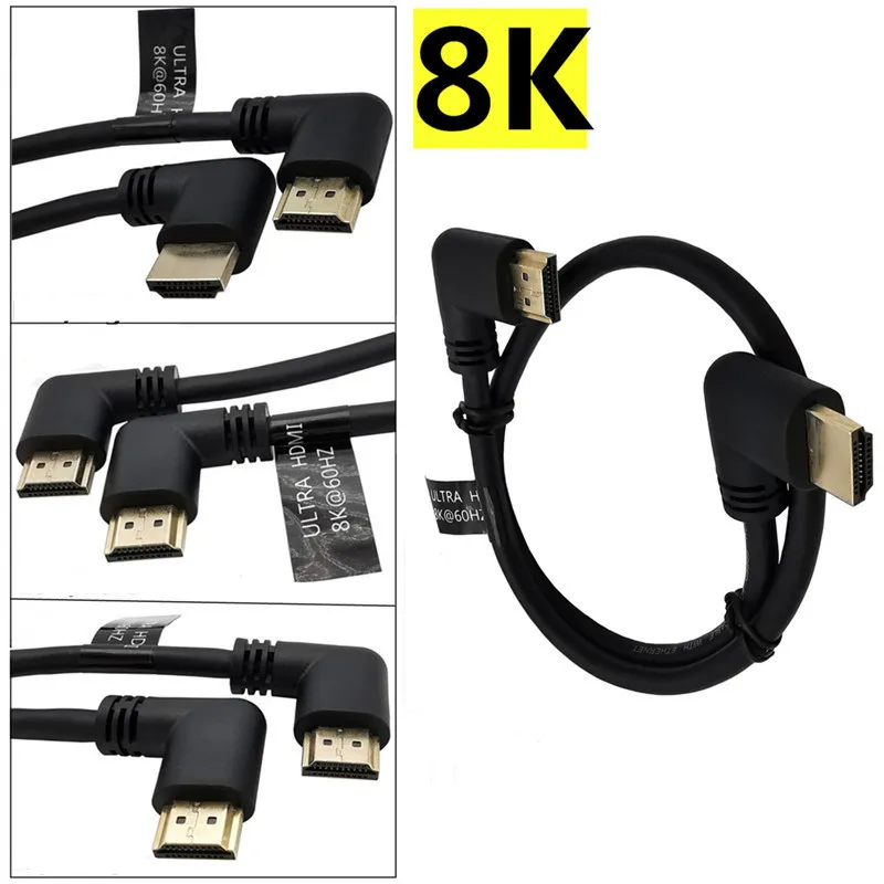 HDMI-compatible 8K Left & Right Angled Male to Elbow Extension Cable HD 2.1V angle cable @60HZ 15cm/50cm/1m | Электроника
