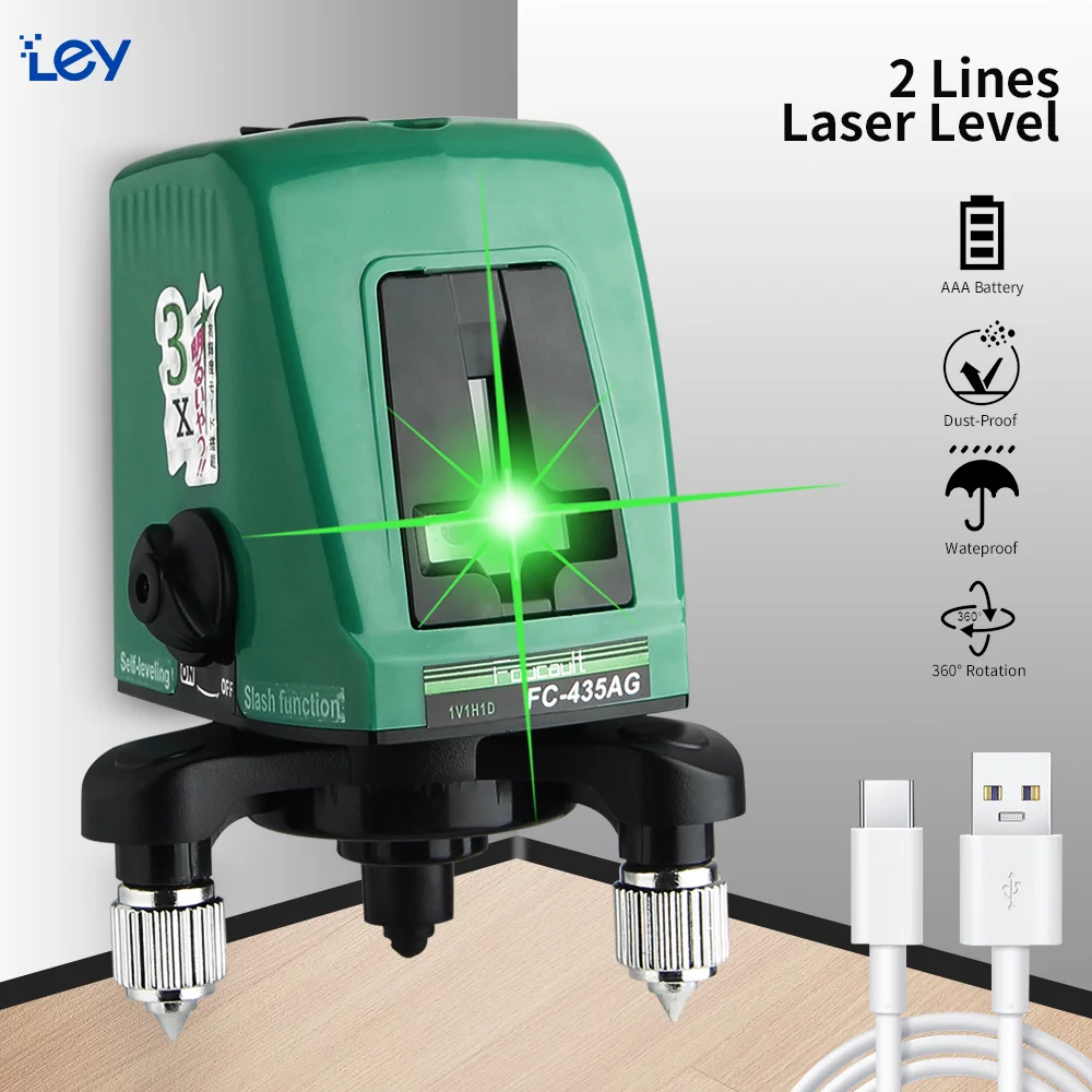 

3D Cross Laser Level 360 Degree Self-leveling 2 Lines 1 Point Construction Instrument Tape Measure Bubble Device Machine