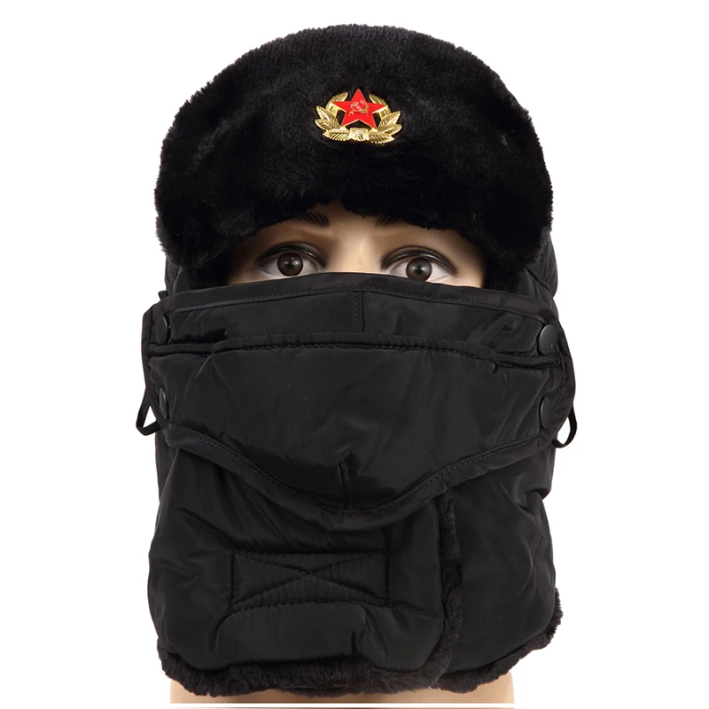 Шапка-бомбер для русской Советской Армии, шапка-ушанка, зимняя шапка-ушанка для мужчин и женщин, утепленная Балаклава, плюшевая шапка-ушанка, теплая Военная Лыжная шапка