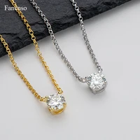 couple pendant luxury women 925 sterling silver necklace female 18k gold diamond crystal jewerly choker propose for couple gift