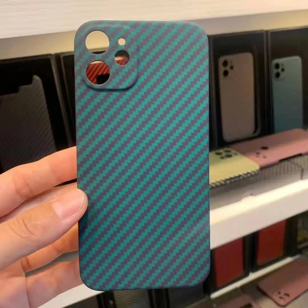 Кожаный чехол CF из углеродного волокна для Apple iPhone 12 mini очень легкий и тонкий