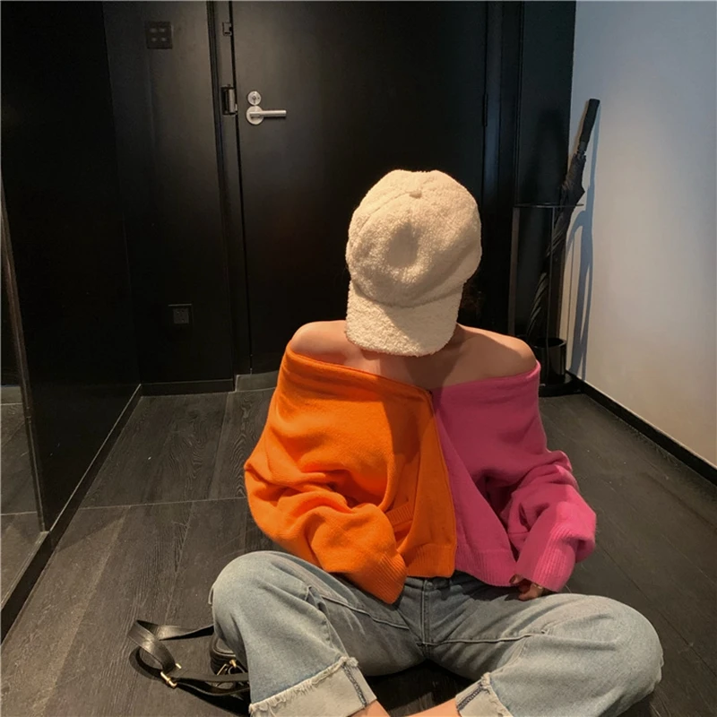 RICININA Sweater Cardigan Women Long Sleeve V Neck Buttons Pocket Patchwork Oversized Sweaters For Spring 2020 |