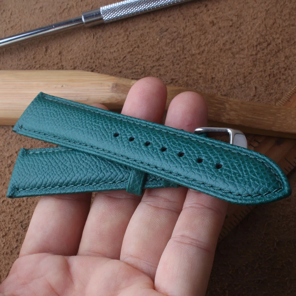 Ремешок из натуральной телячьей кожи для часов гибкий прочный браслет наручных с