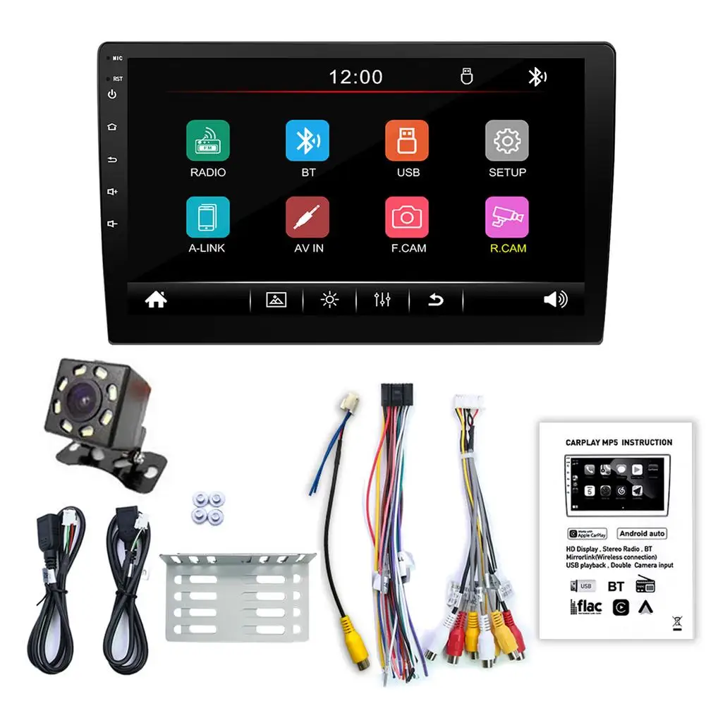 

2 DIN Car Stereo FM Radio GPS Navigation 9/10 Inch HD Reversing Wireless AUX MP5 Player Support Carplay AUTO Voice Control Siri