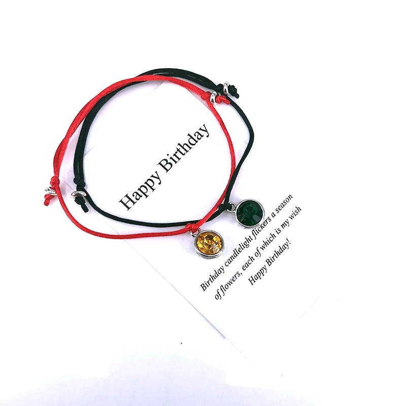 Удача красный черный струнный Камень Шарм Браслеты для женщин Подарки мужчин