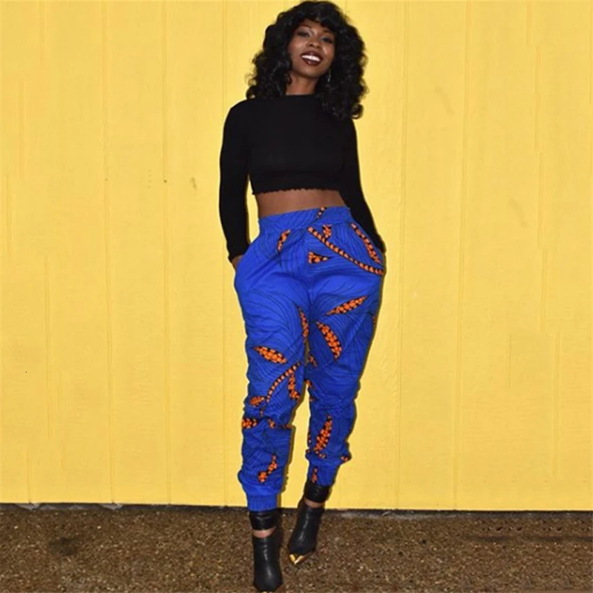 

African Ladies Clothes 2019 Autumn Dashiki Print Trousers Elastic Waist Ankara Fashion High Harem Pant African Dresses for Women