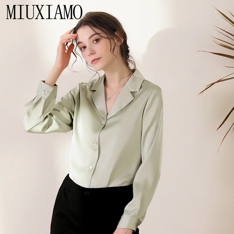 MIUXIMAO 2020 Summer Blouse Shirt Women's Elegant Office Lady Long Sleeve Loose Print Tops Shirts Women Vestidos