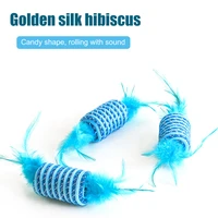 pet cat interactive toy at double ends funny teaser cat toy bite resistant rope woven with feathers toys